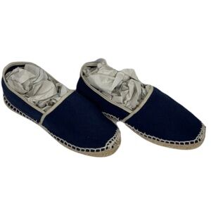 Toni Pons Blue Canvas Espadrilles Tan Trim Slip-On